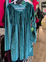 Y8 DARK GREEN OLD NAVY GREEN VELVET DRESS