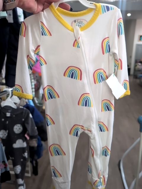 Gently Used 3-6M WHITE KYTE RAINBOW JUMPSUIT