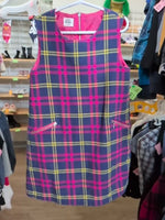 Y7/8 DARK BLUE MINI BODEN PLAID PINAFORE DRESS