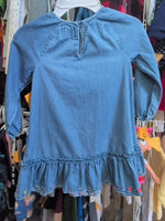 Y5 BLUE OLD NAVY CHAMBRAY HEARTS HEM DRESS