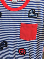 Y5 BLUE DEUX PAR DEUX STRIPED POCKET SHIRT