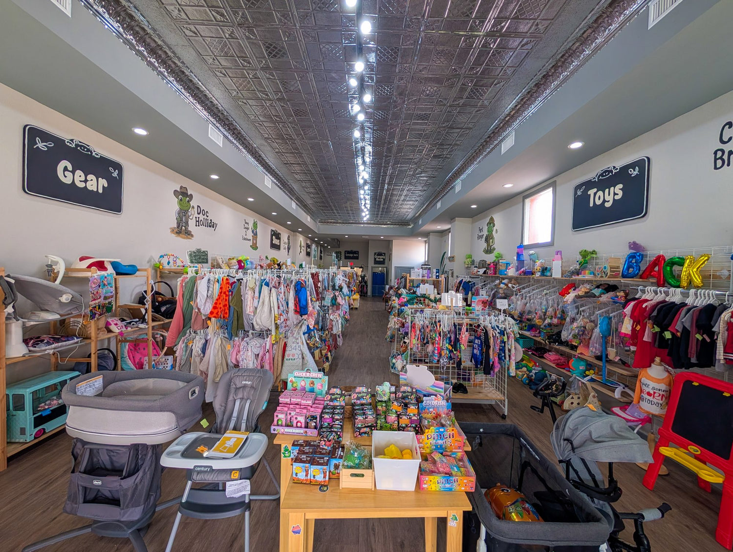 Inside Leapin' Littles — gear and toys aisle